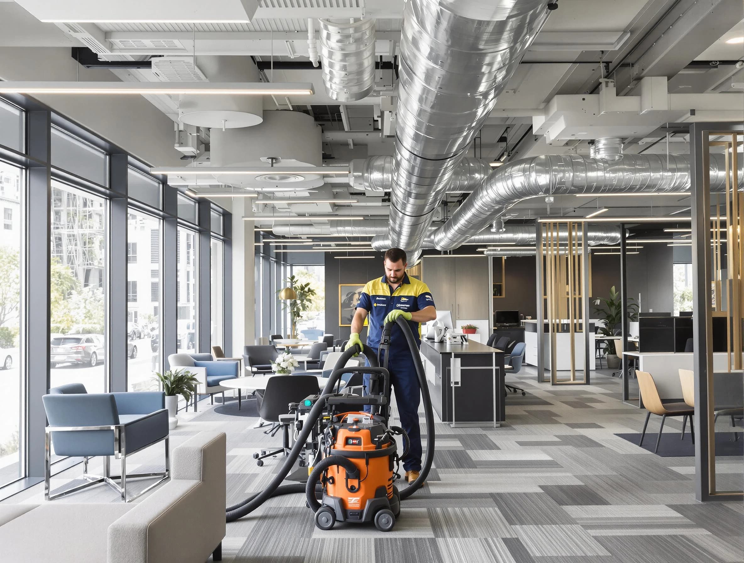 Irondale Air Duct Cleaning team performing thorough commercial duct cleaning at a Irondale business center