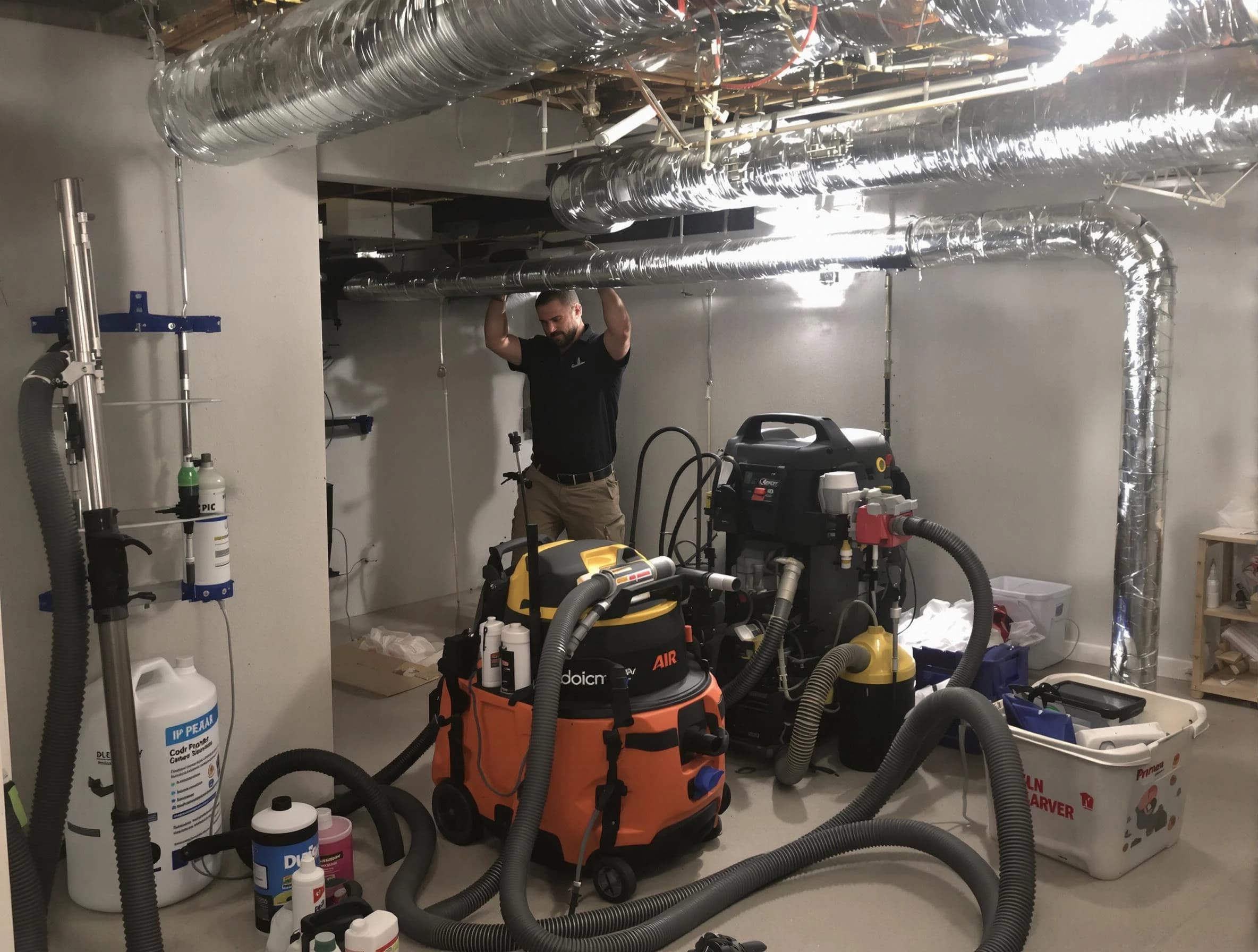 Irondale Air Duct Cleaning specialist performing professional mold removal from air ducts using safety equipment in Irondale